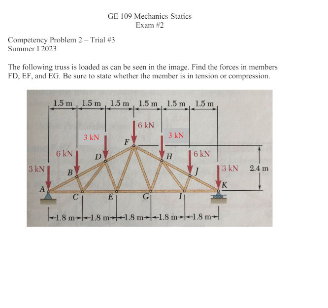 GE 1 0 9 Mechanics - Statics Exam # 2 Competency