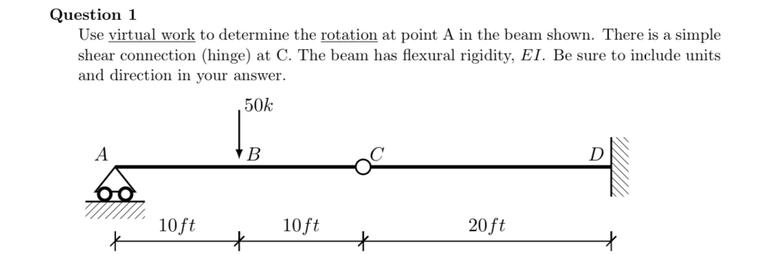 Question 1 Use virtual work to determine the