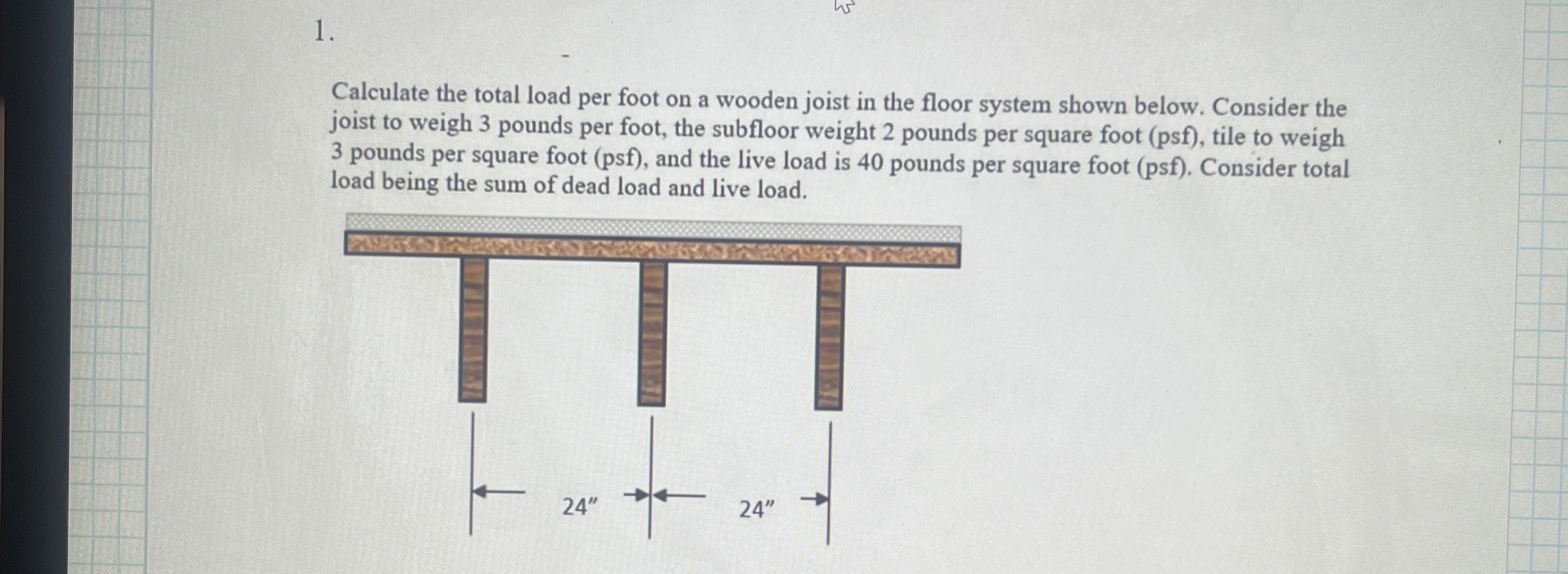 Calculate the total load per foot on a wooden