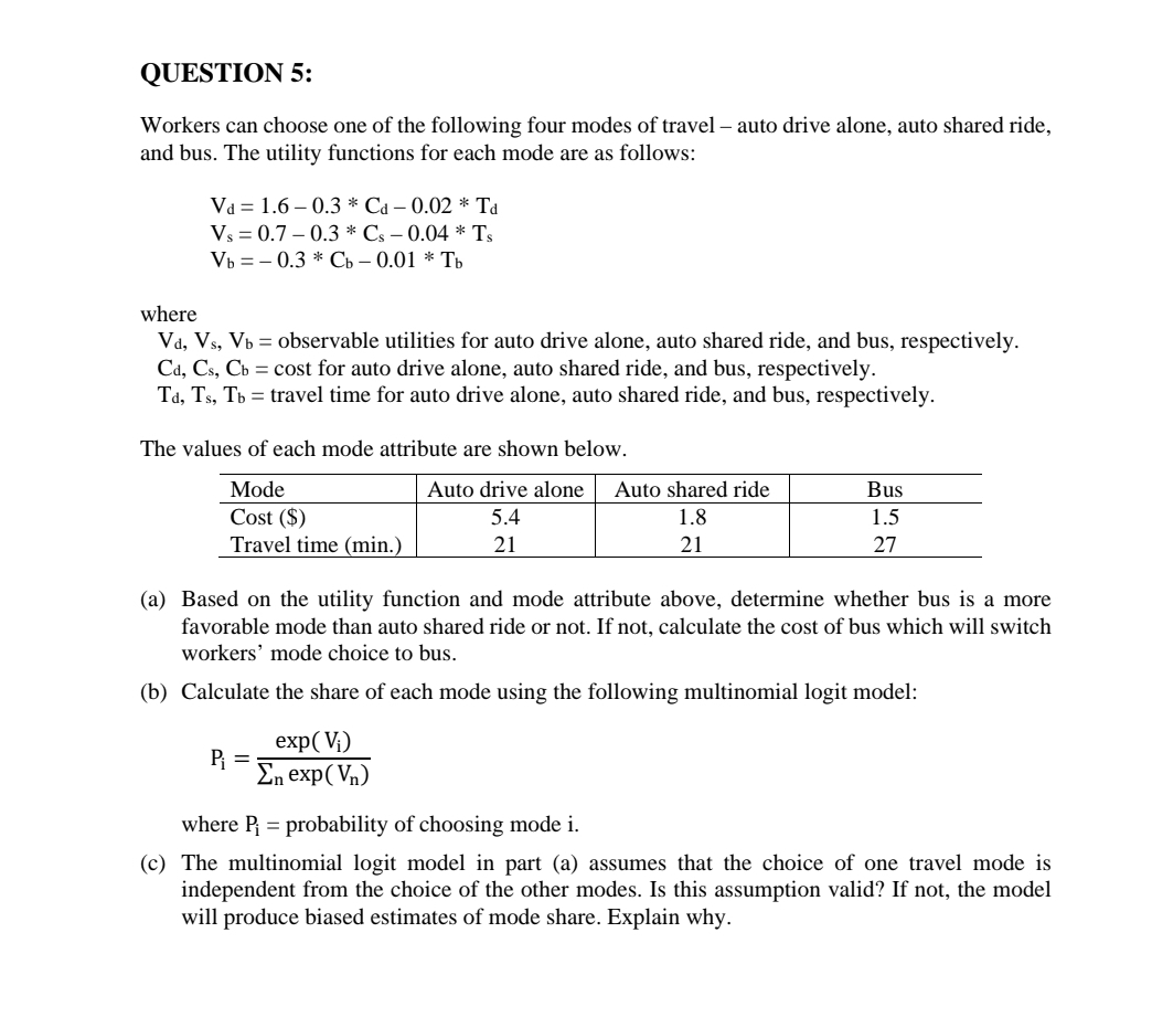 QUESTION 5 : Workers can choose one of the