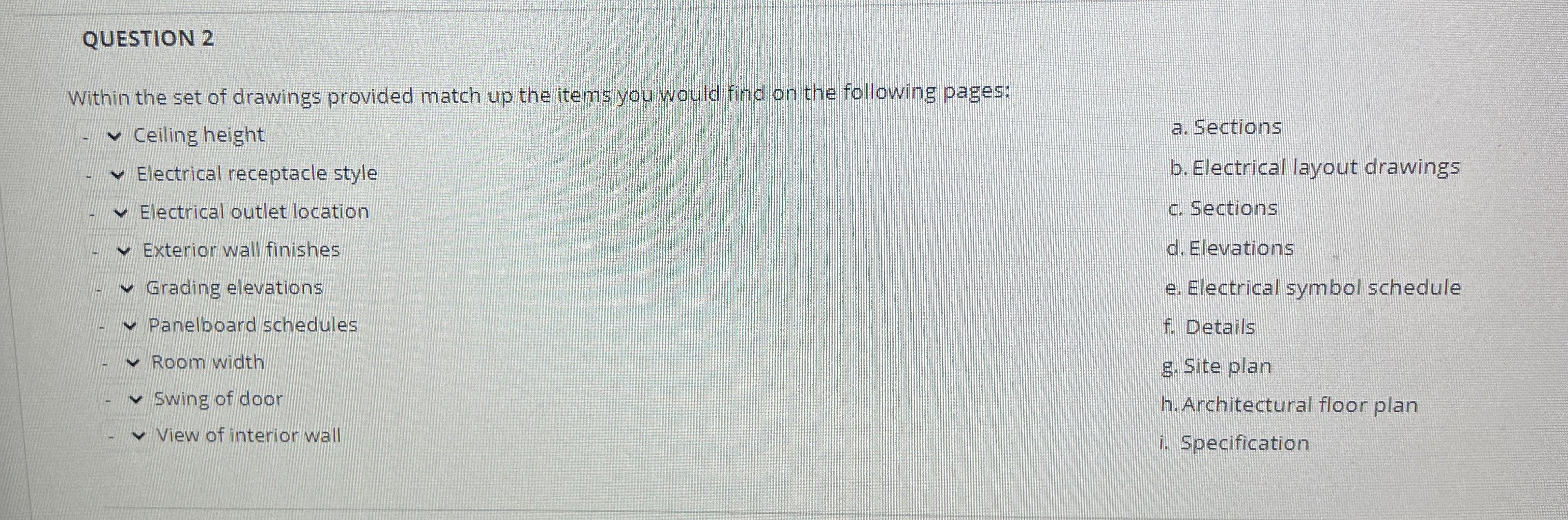 QUESTION 2 Within the set of drawings provided
