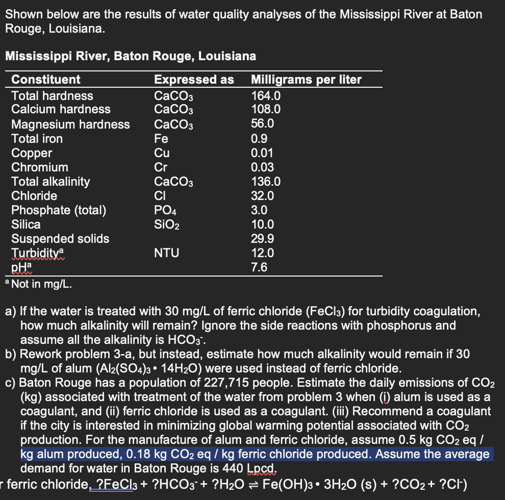 ? a Not in m g L . a ) If the water is treated