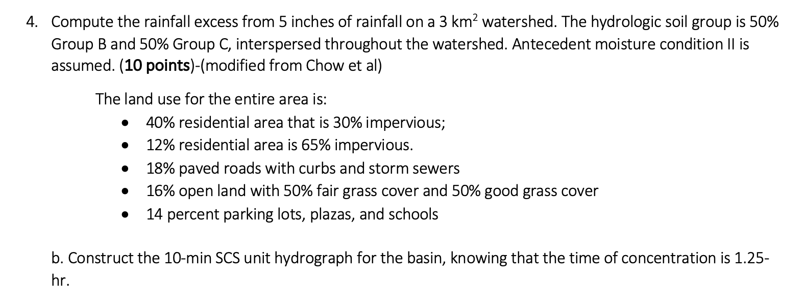 Compute the rainfall excess from 5 inches of