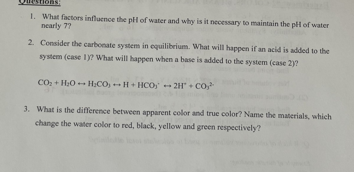 What factors influence the p H of water and why