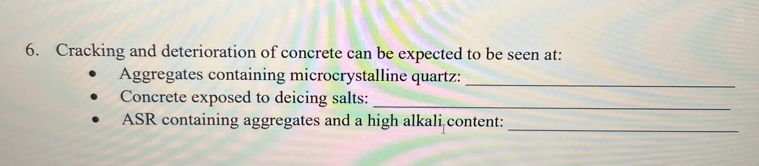 Cracking and deterioration of concrete can be