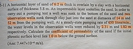 5 - 1 1 A horizontal layer of sand of 6 . 2 m