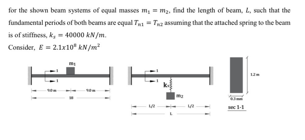 for the shown beam systems of equal masses m 1 =