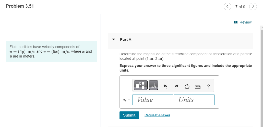 Fluid particles have velocity components of u = (