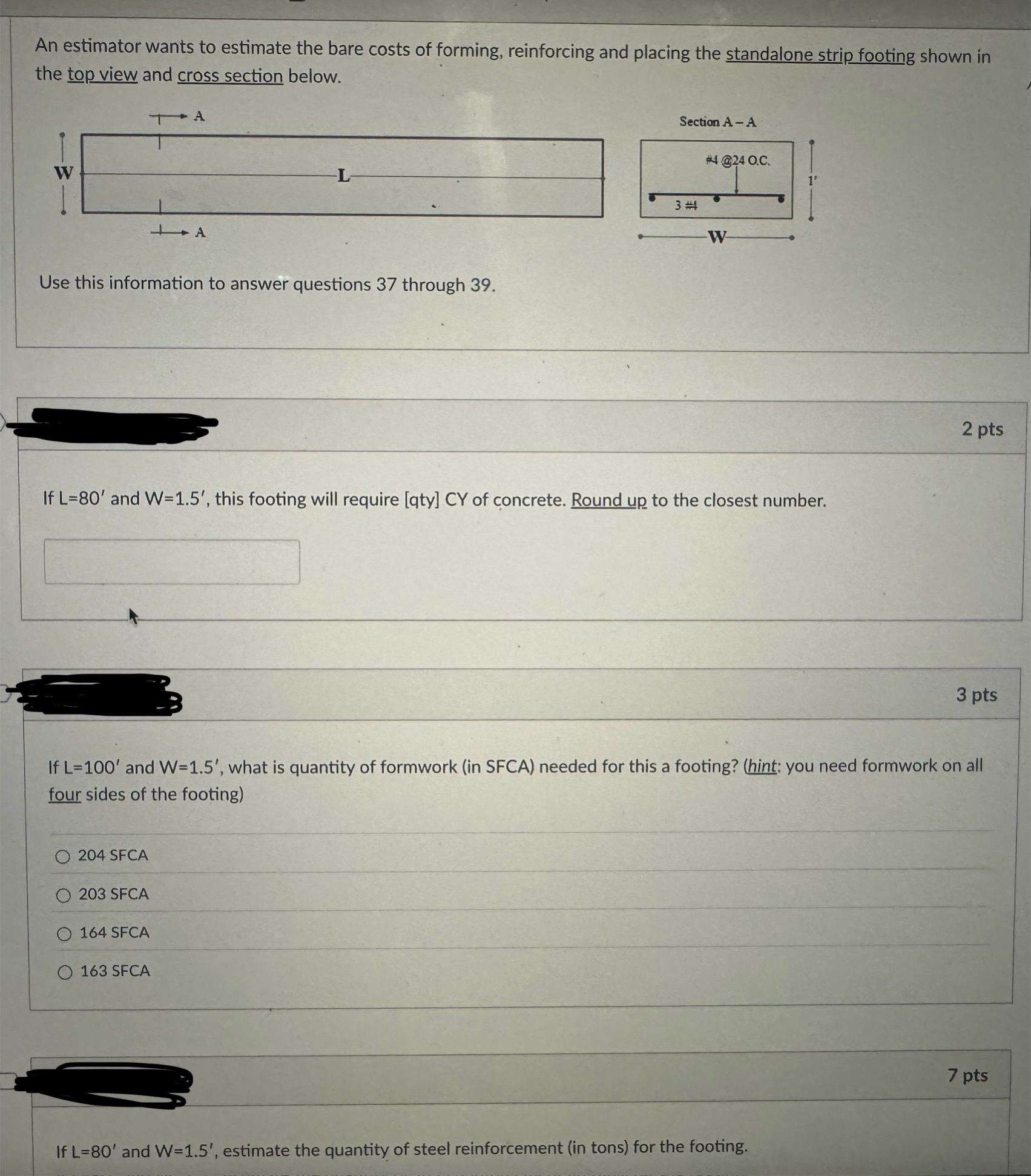 If L = 1 0 0 ' and W = 1 . 5 ' , what is quantity