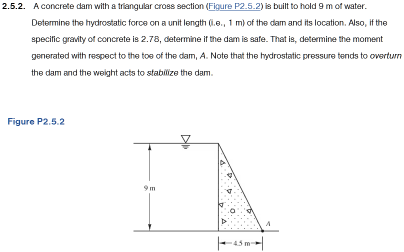 Applied Hydraulics # 2 . 5 . 2 . A concrete dam
