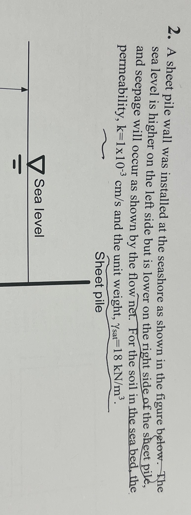 A sheet pile wall was installed at the seashore