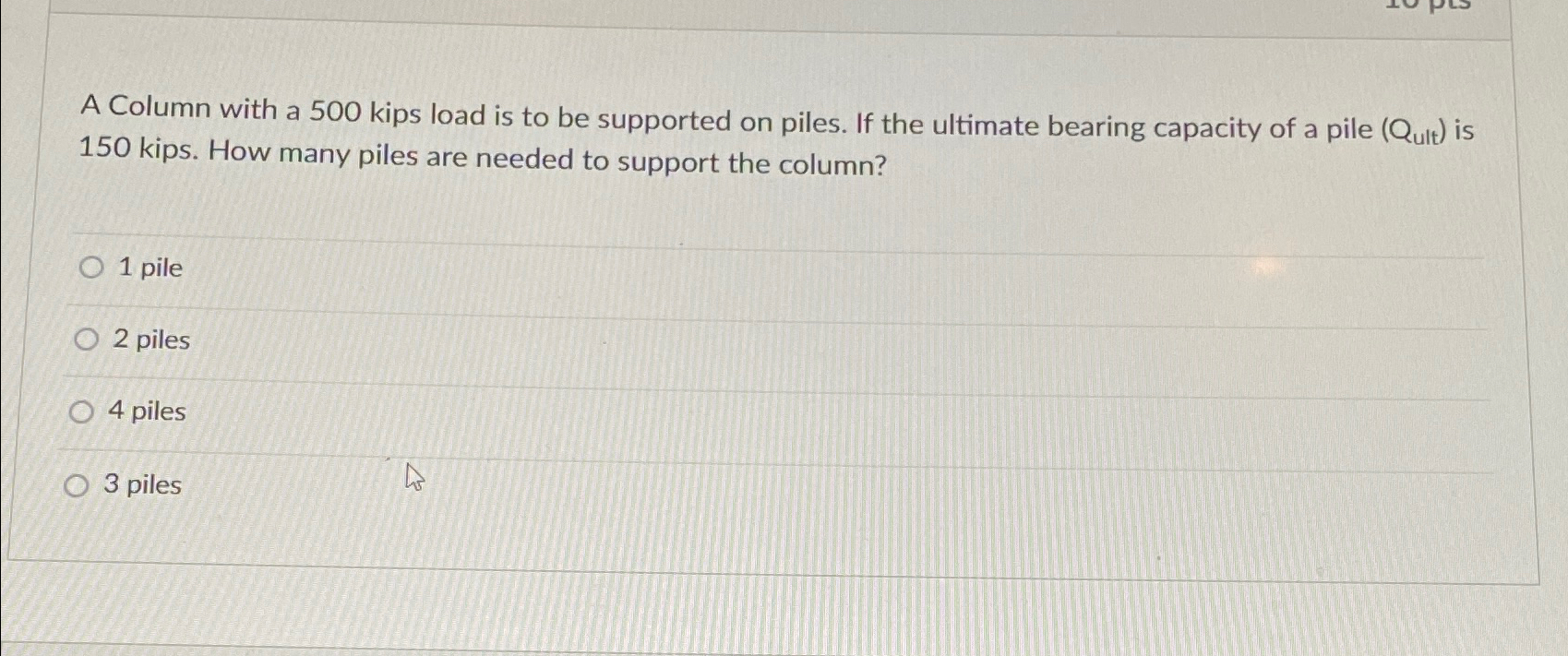 A Column with a 5 0 0 kips load is to be