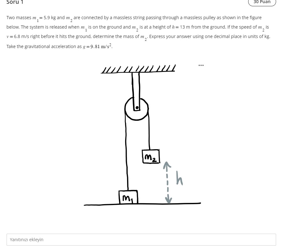 two masses m1 2 kg Soru 1\ Two masses m_(1)=5.9kg