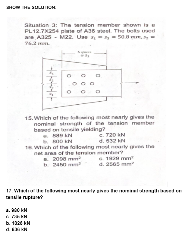 Situation 3 : The tension member shown is a PL 1