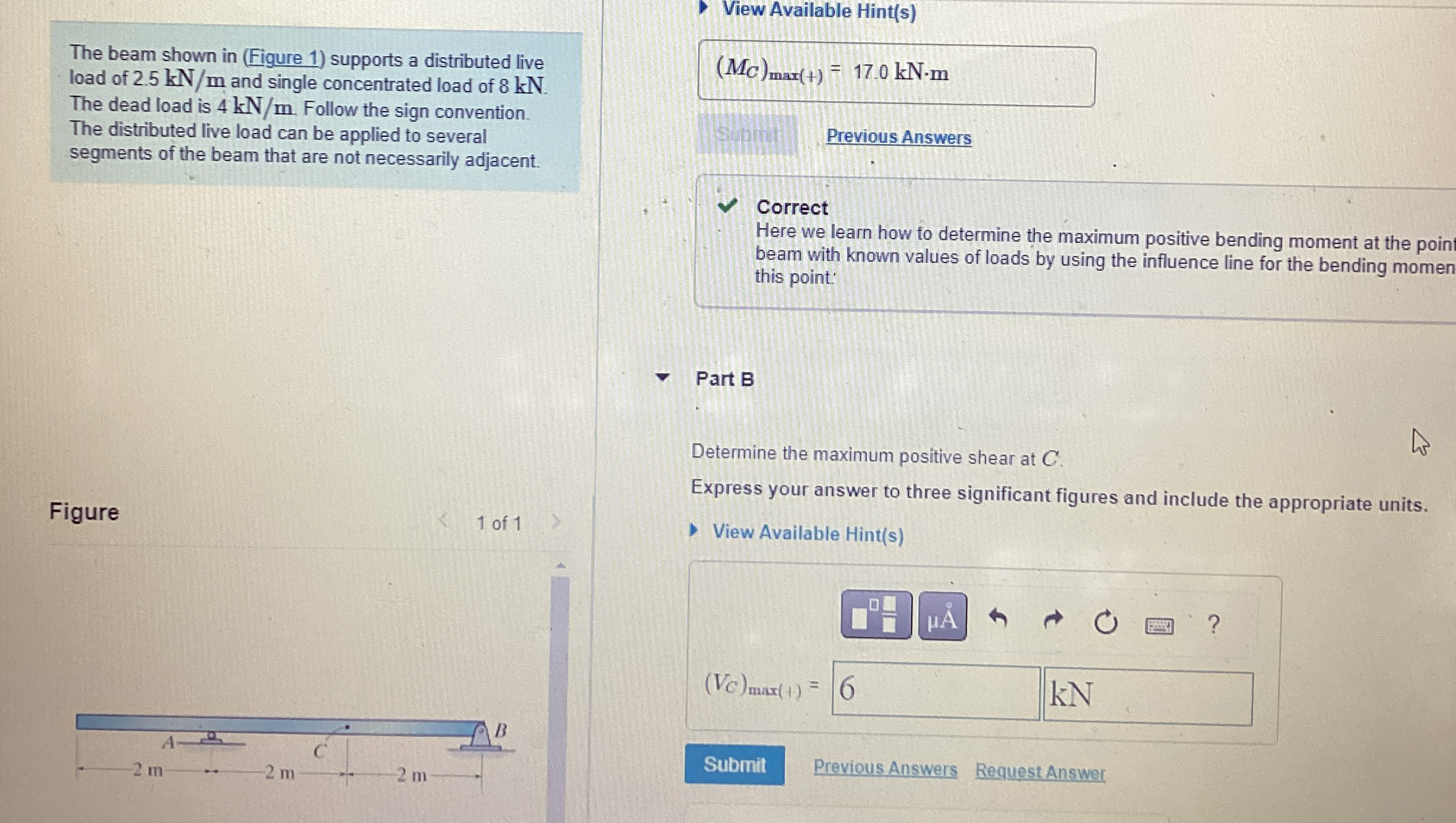 View Available Hint ( s ) The beam shown in (