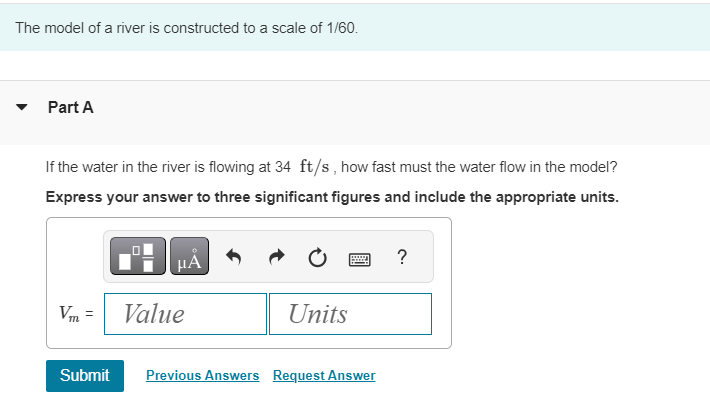 The model of a river is constructed to a scale of