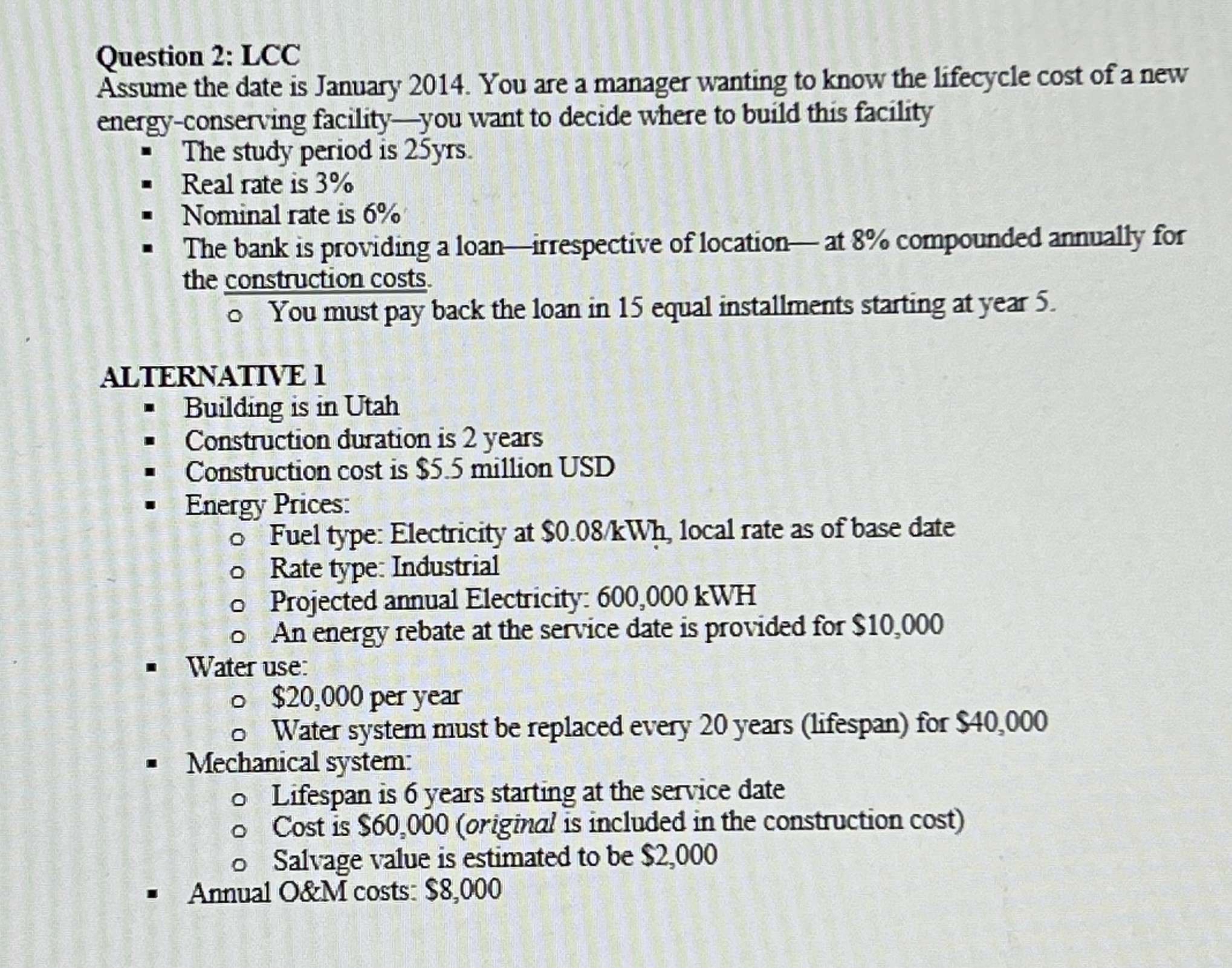 Question 2 : LCC Assume the date is January 2 0 1