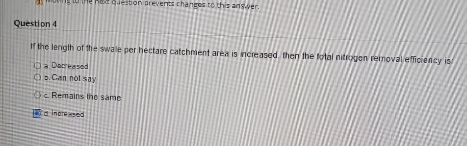 Question 4 If the length of the swale per hectare