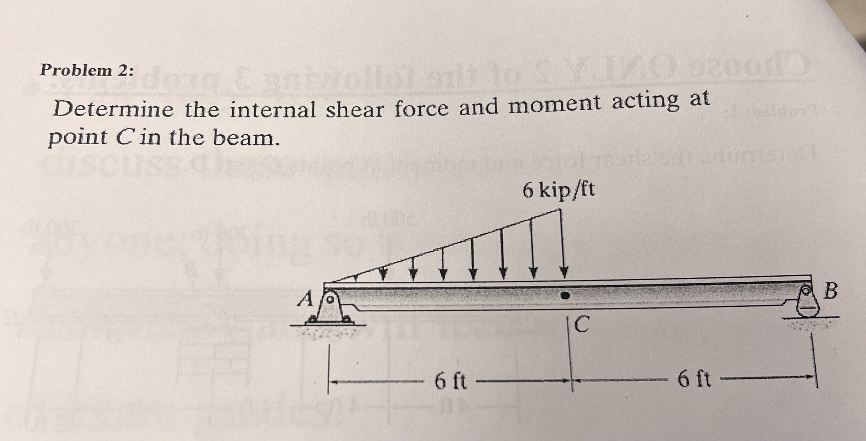 Problem 2 : Determine the internal shear force