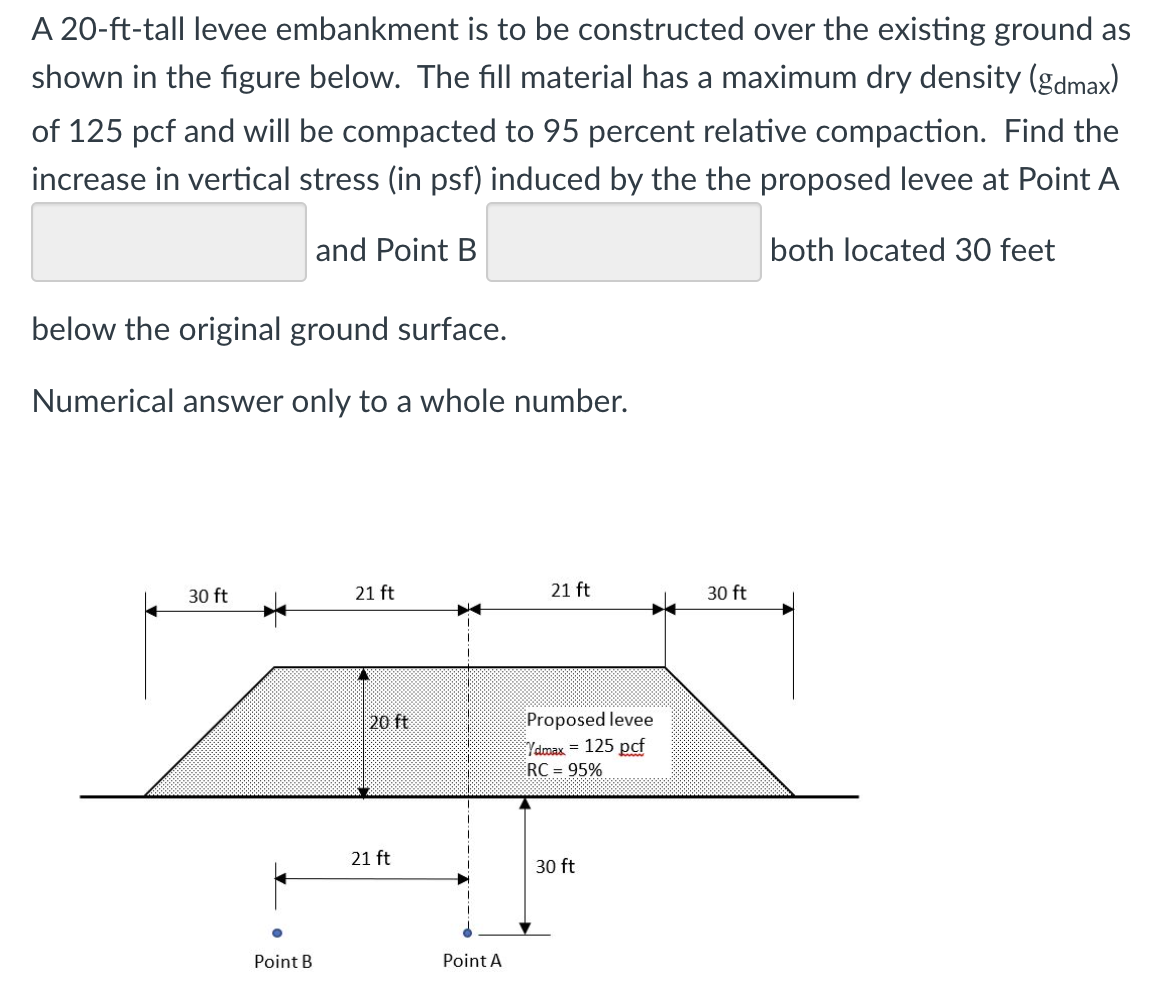 A 2 0 - ft - tall levee embankment is to be