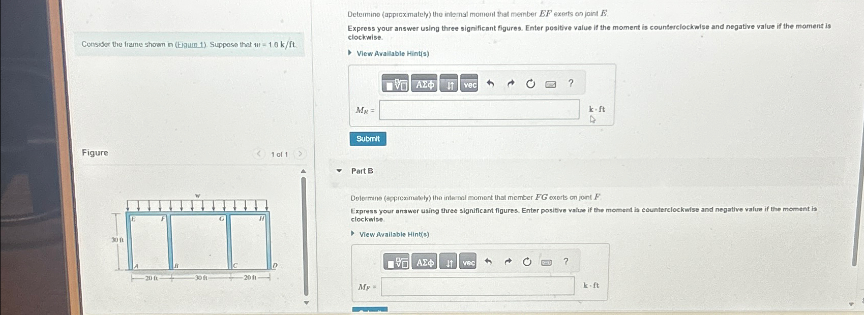 Determine ( approximately ) the internal moment