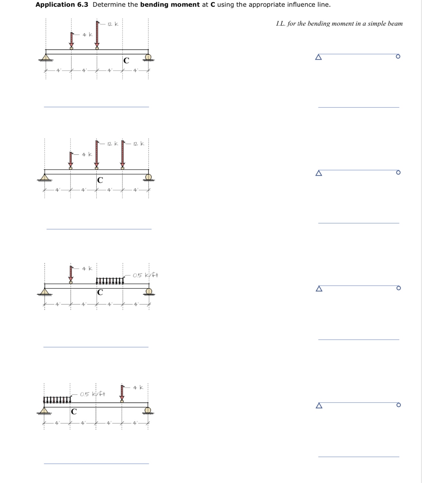 Application 6 . 3 Determine the bending moment at