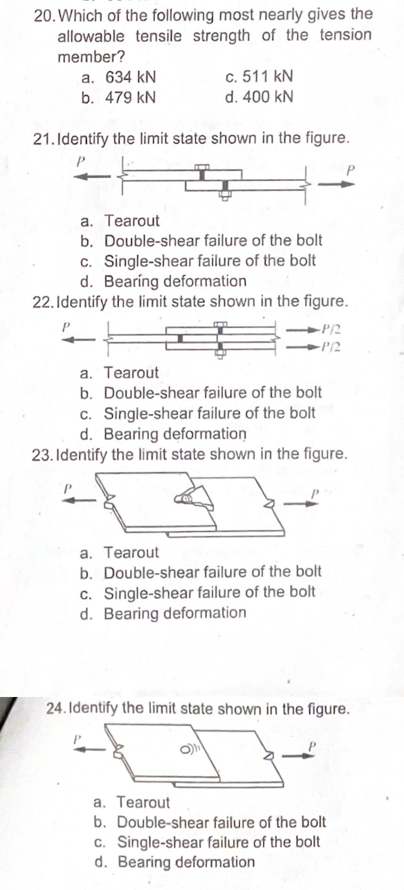 Identify the limit state shown in the figure. a .