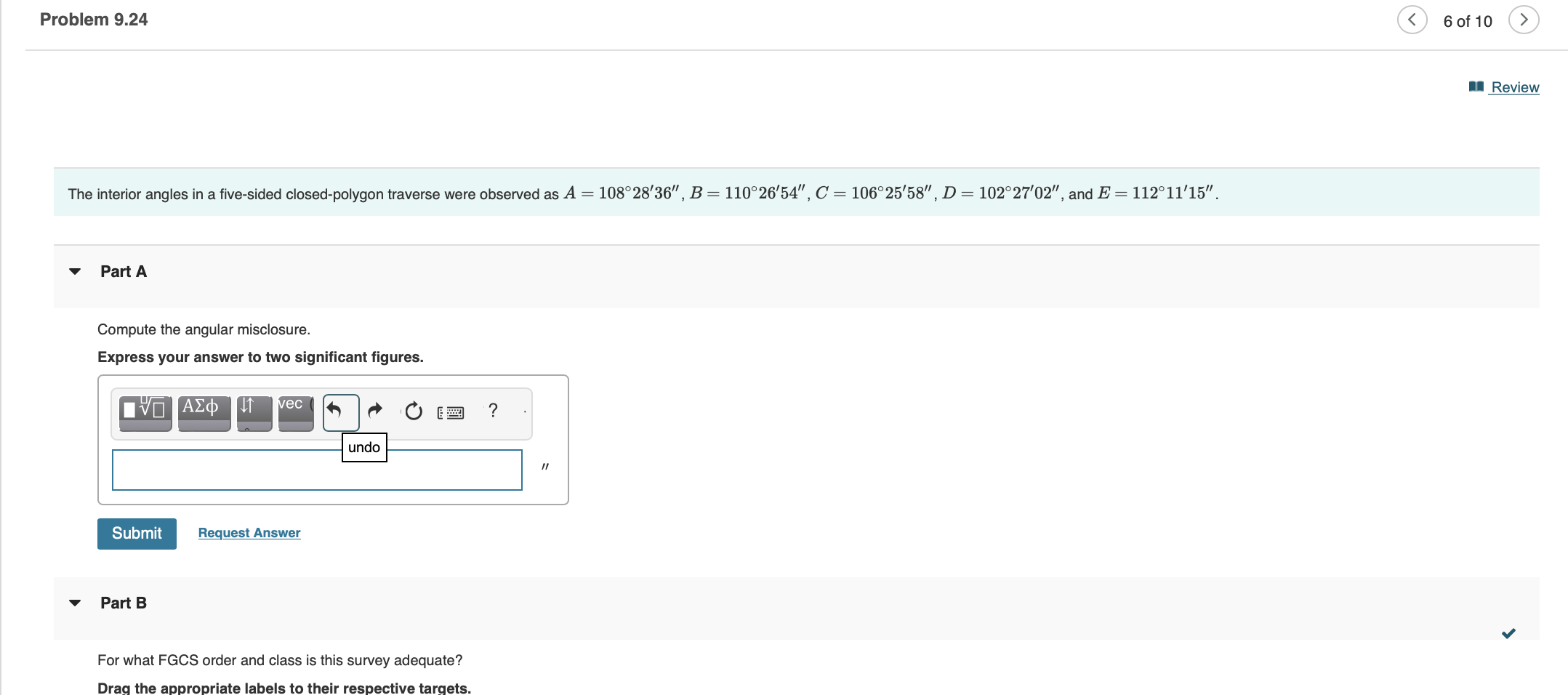 The interior angles in a five - sided closed -