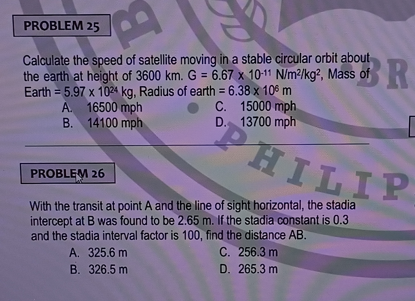 PROBLEM 2 5 Calculate the speed of satellite