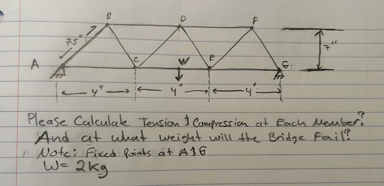 Please Calculate Tension and Compression at Each
