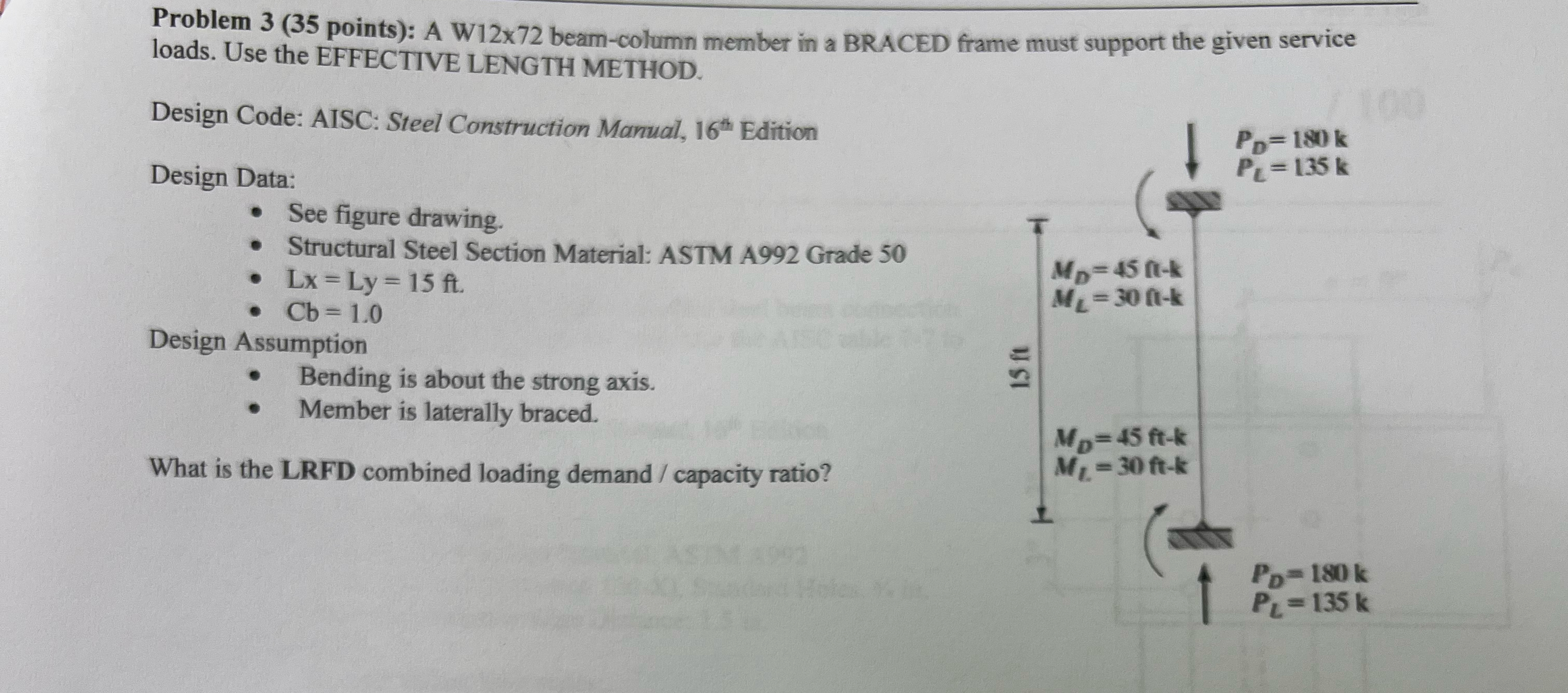 loads. Use the EFFECTIVE LENGTH METHOD. Design