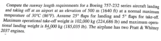 Compute the runway length requirements for a