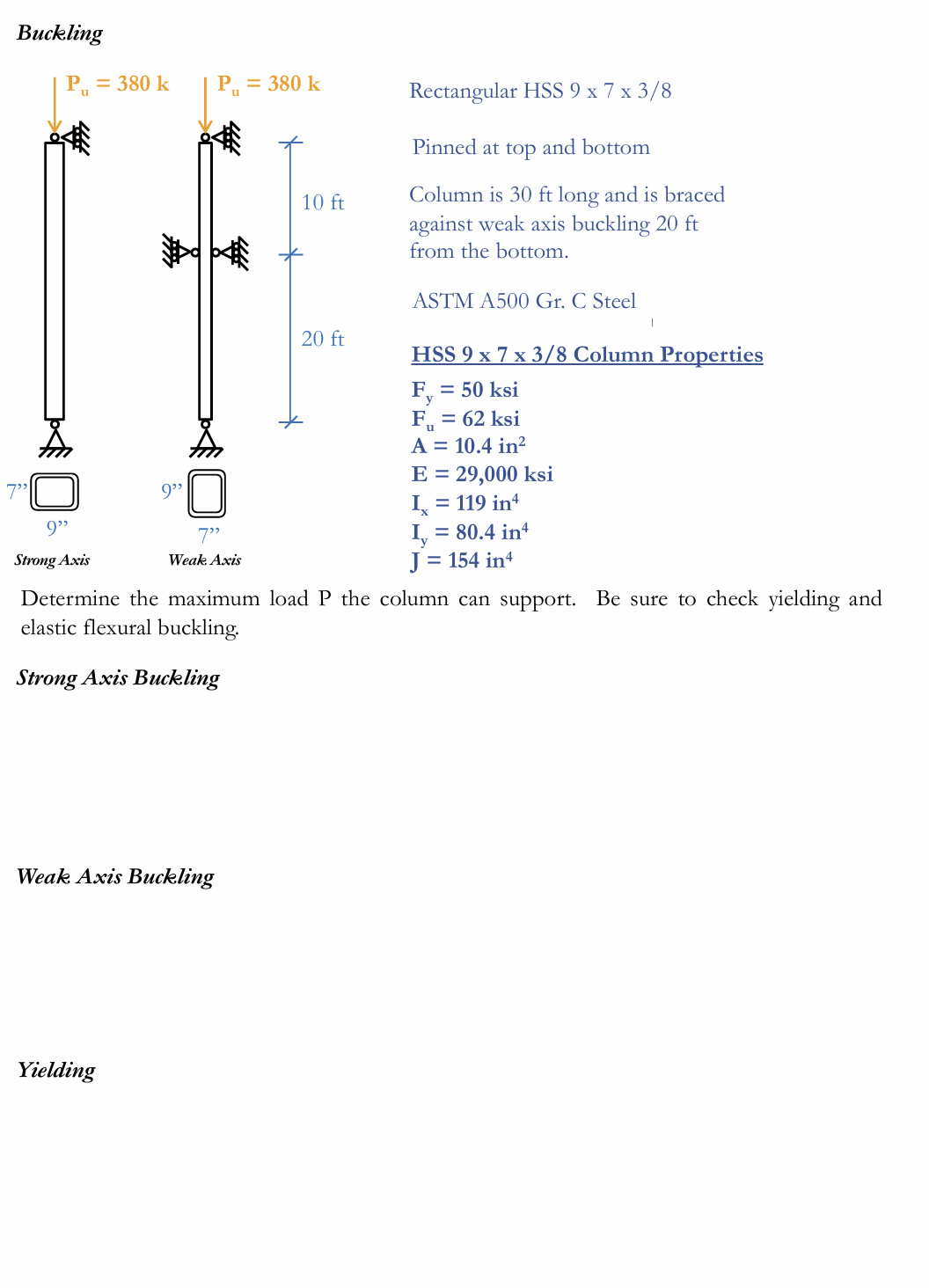 Determine the maximum load P the column can