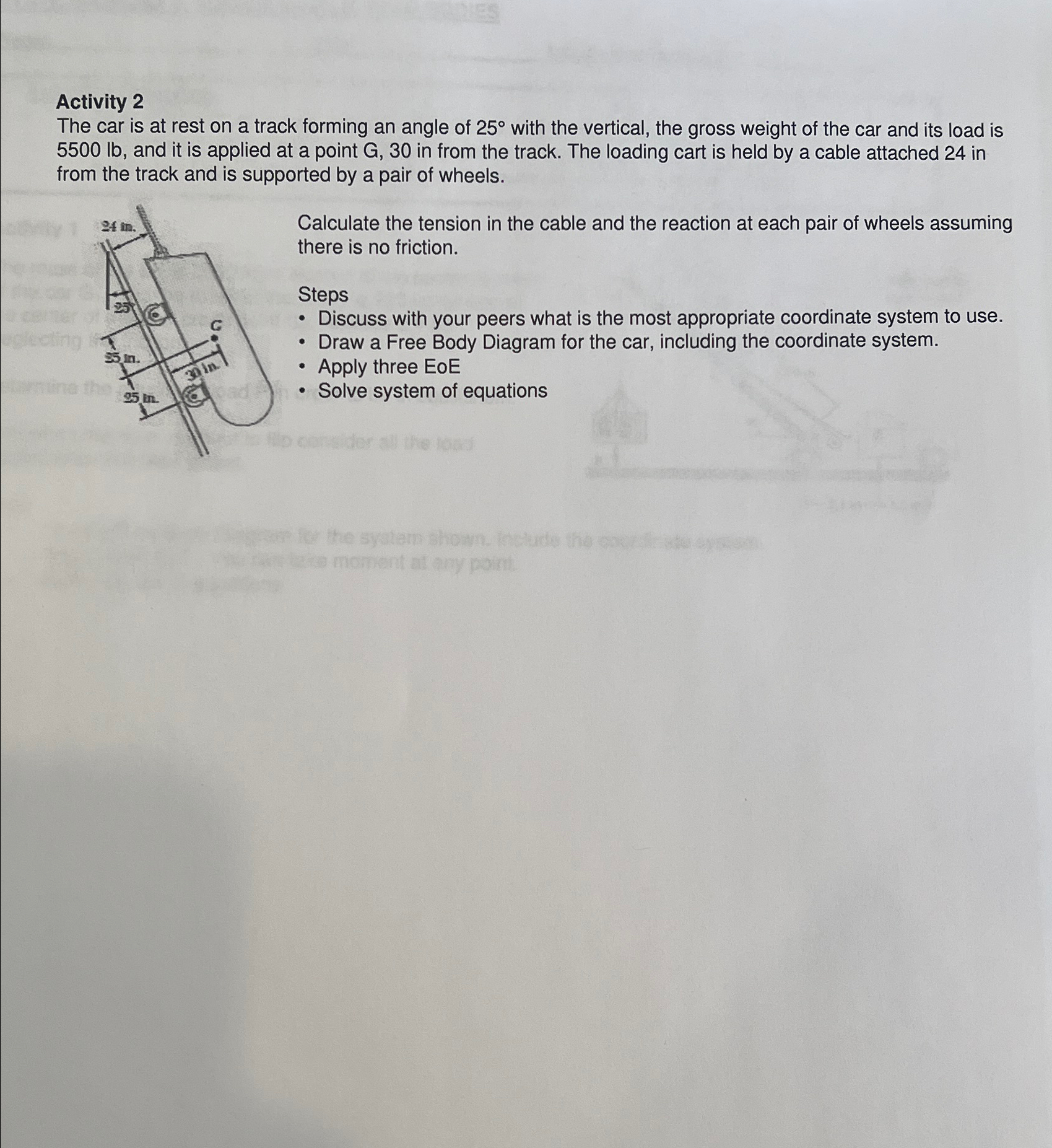 Activity 2 The car is at rest on a track forming