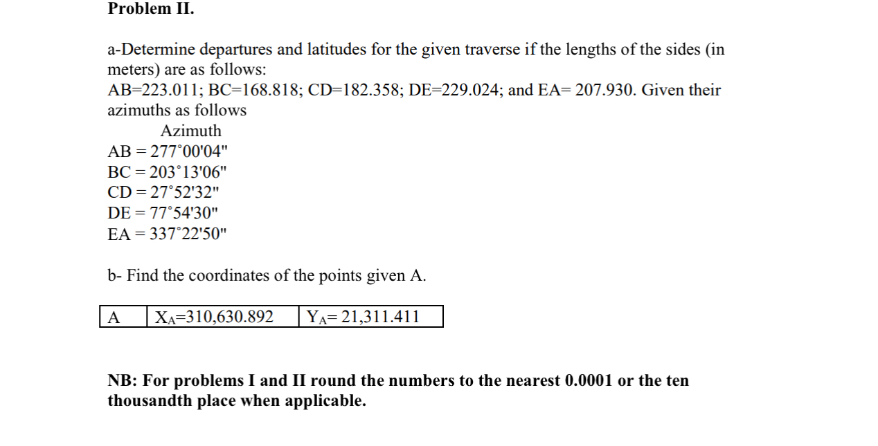 Problem II . a - Determine departures and