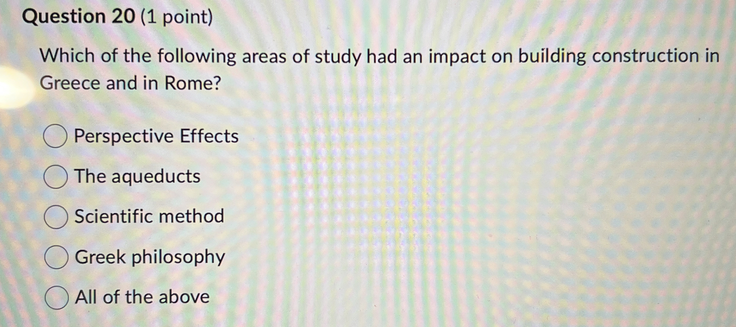 Question 2 0 ( 1 point ) Which of the following