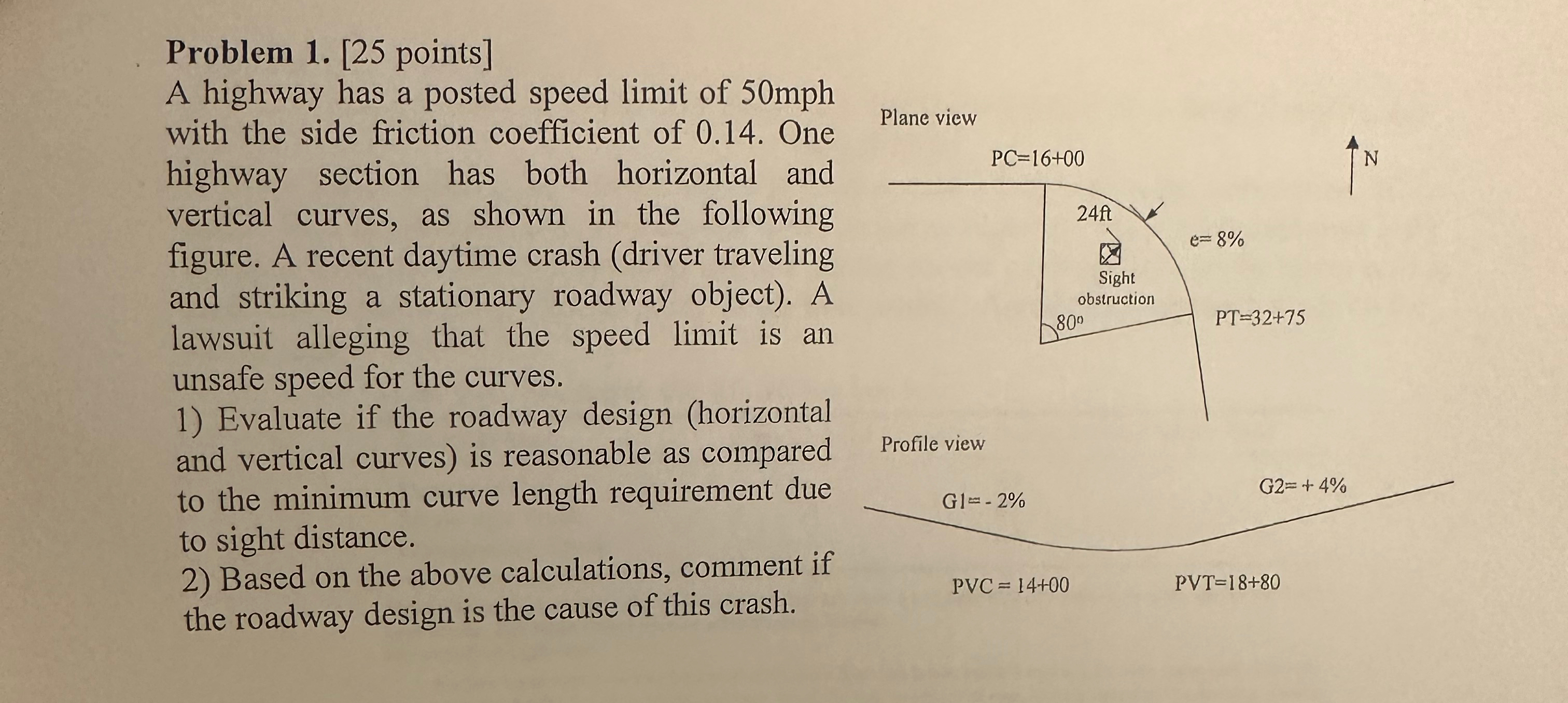 Problem 1 . [ 2 5 points ] A highway has a posted