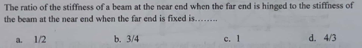 The ratio of the stiffness of a beam at the near