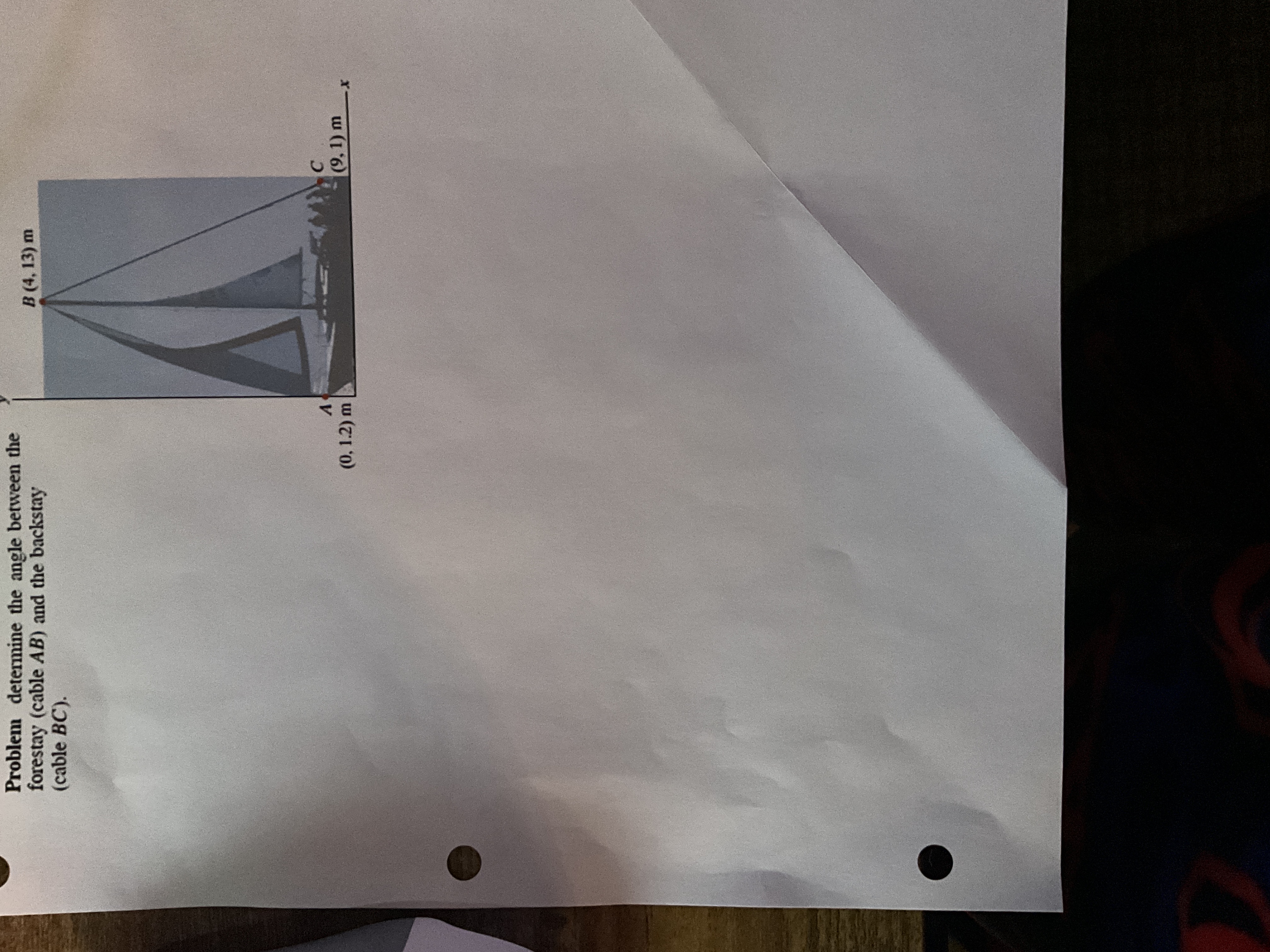 Problem determine the angle between the forestay