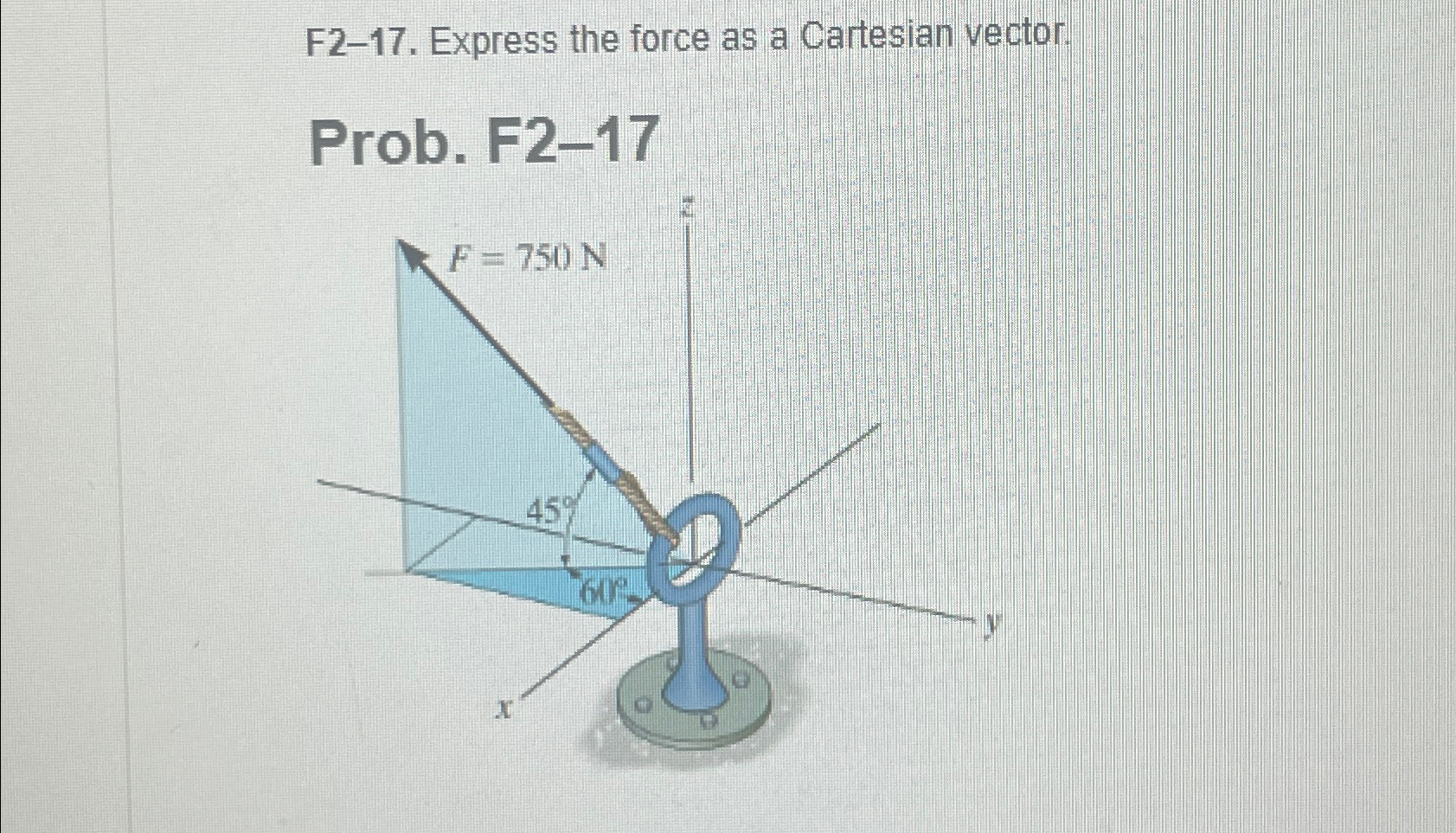 F 2 - 1 7 . Express the force as a Cartesian