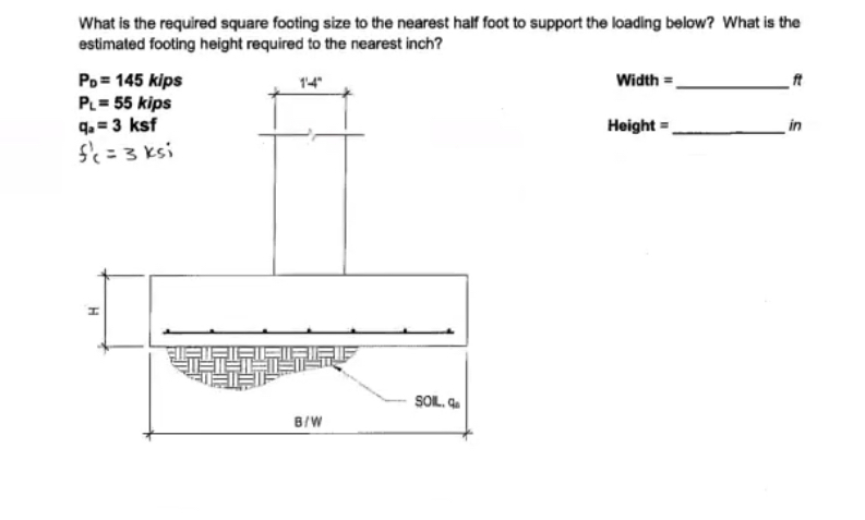 What is the required square footing size to the