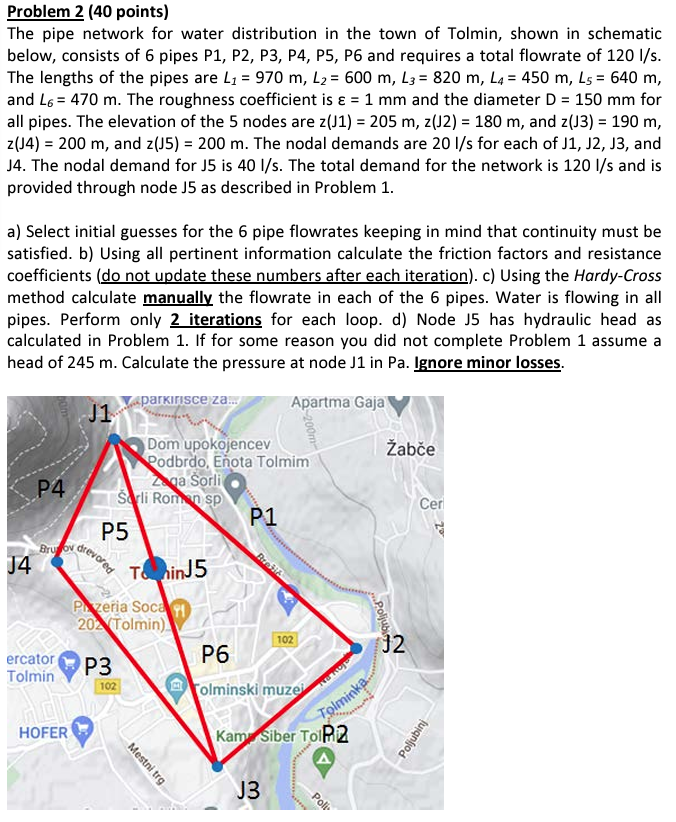 Problem 2 ( 4 0 points ) The pipe network for