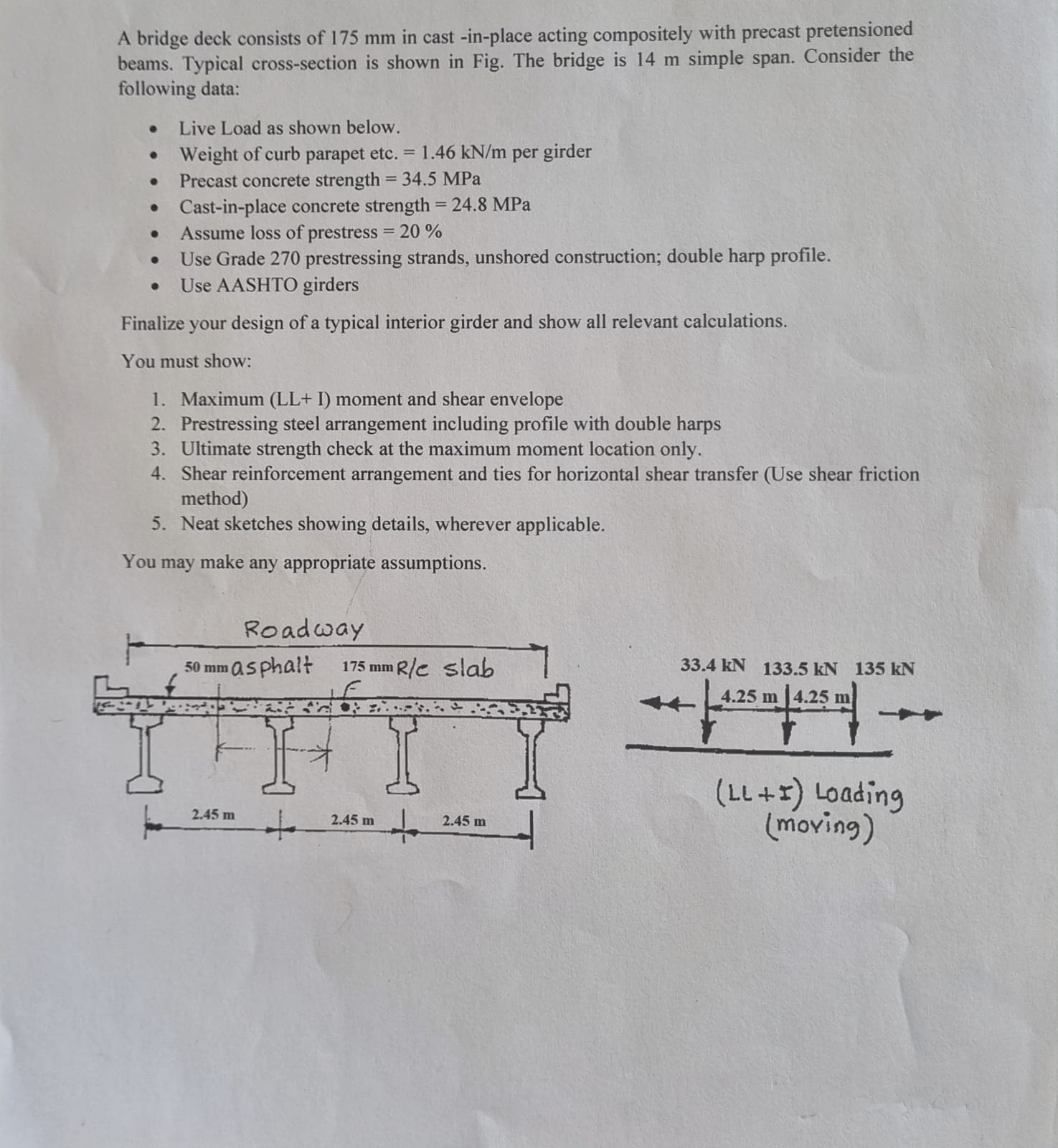 A bridge deck consists of 1 7 5 m m in cast - in