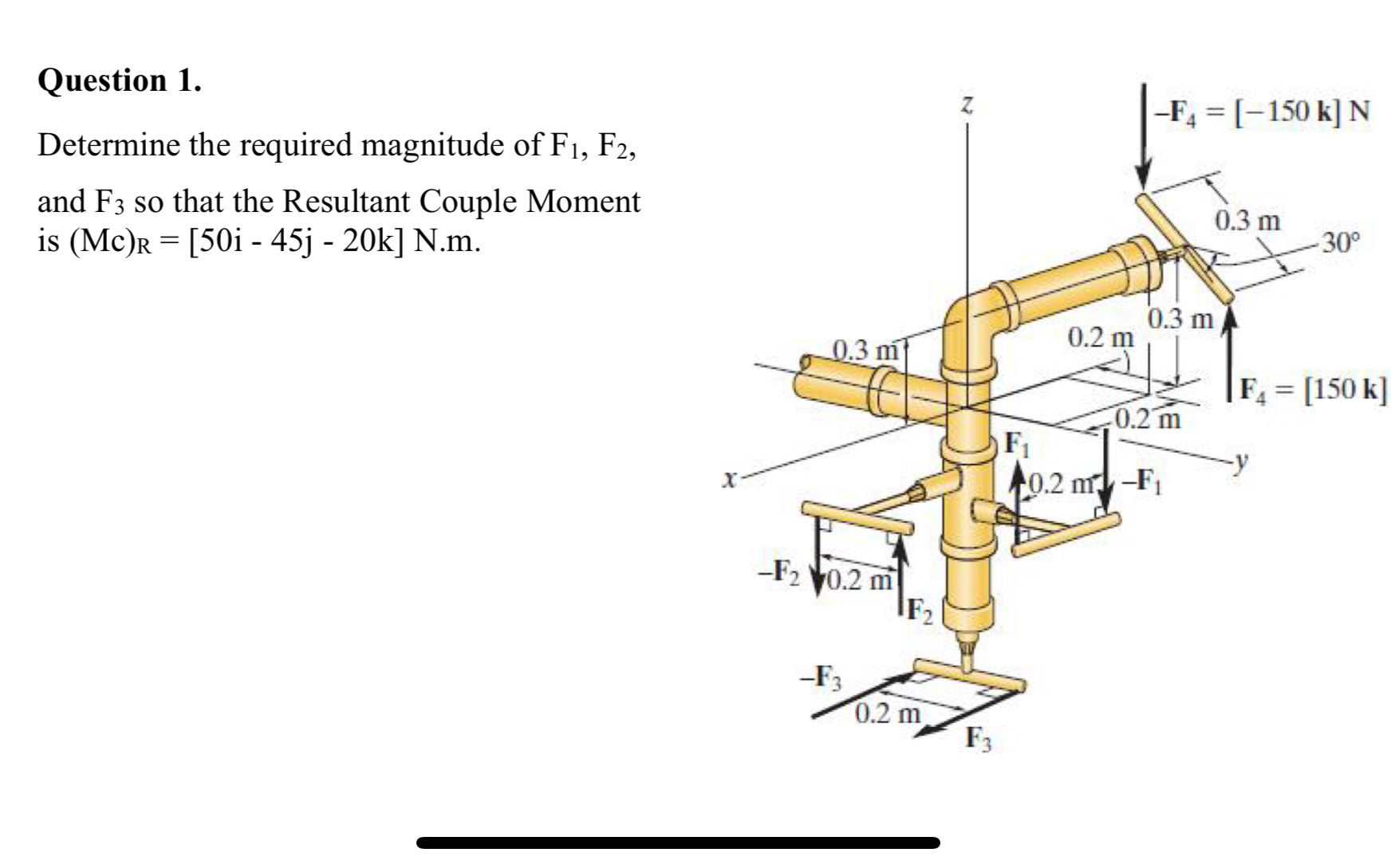 Question 1 . Determine the required magnitude of