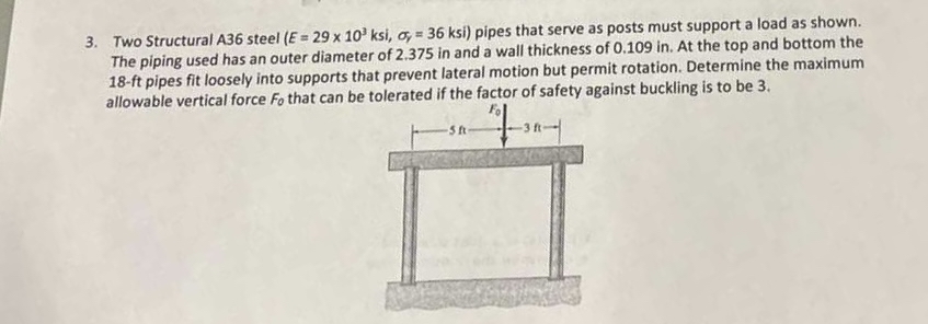 Two Structural A 3 6 steel ) = 2 9 1 0 3 ksi, y =