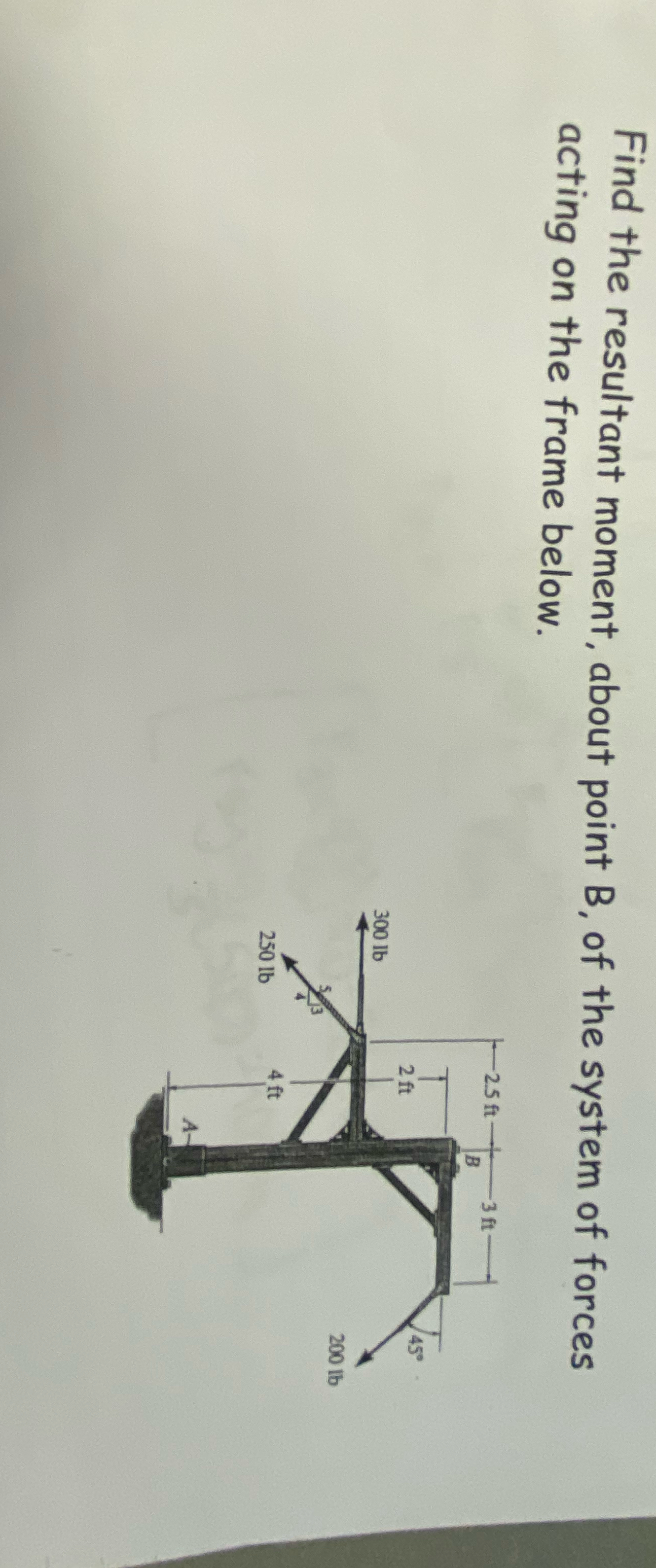 Find the resultant moment, about point B , of the