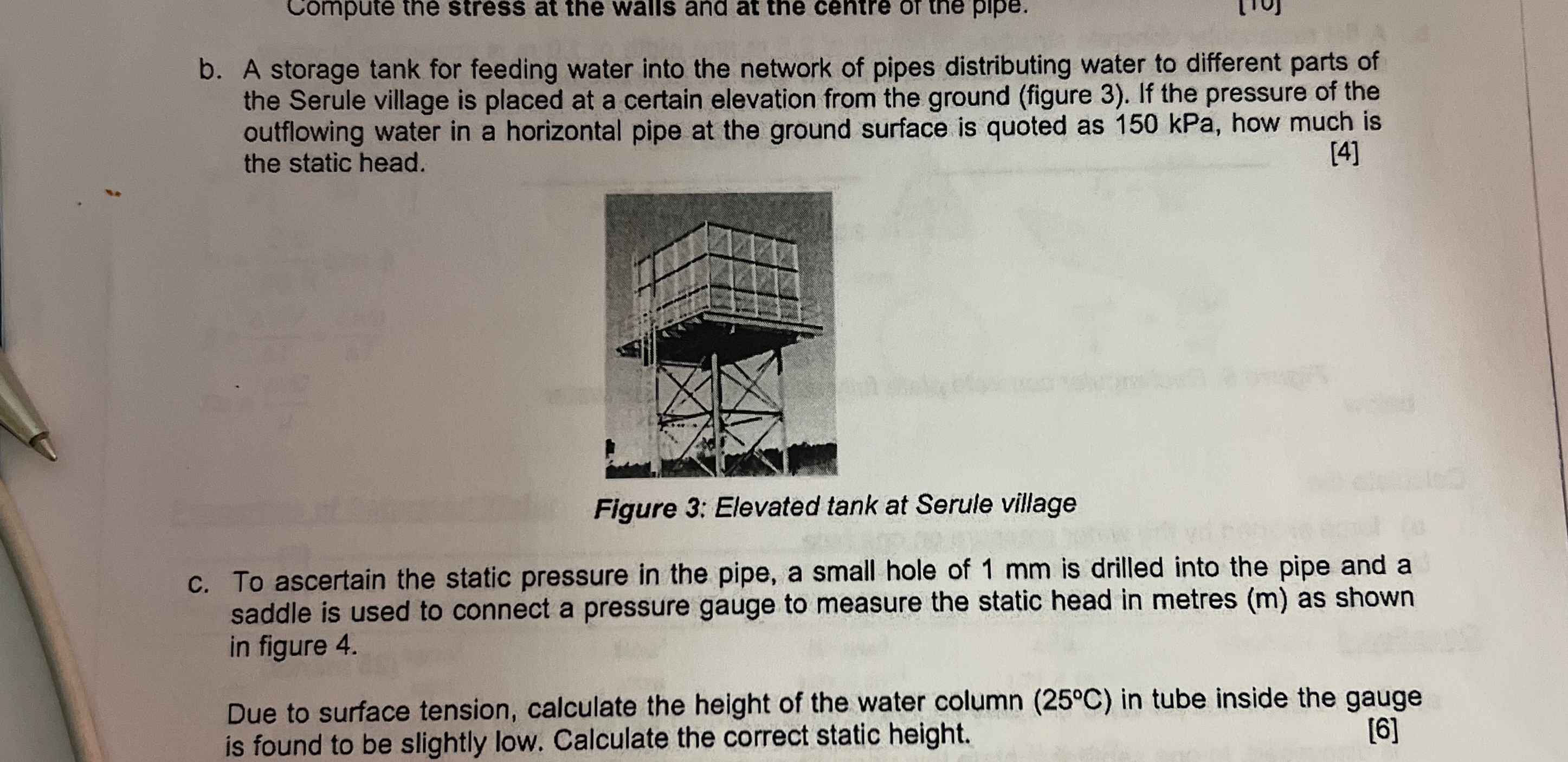 b . A storage tank for feeding water into the