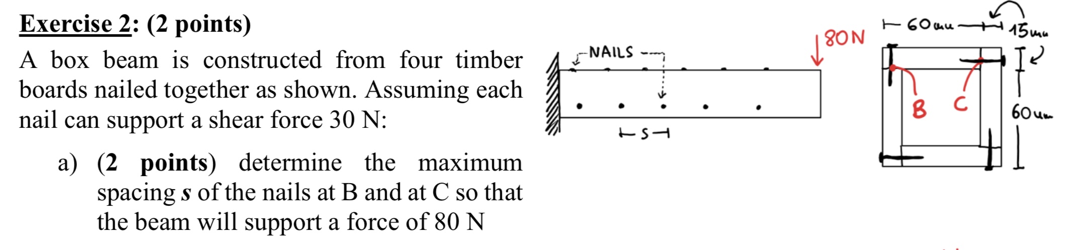 Exercise 2 : ( 2 points ) A box beam is