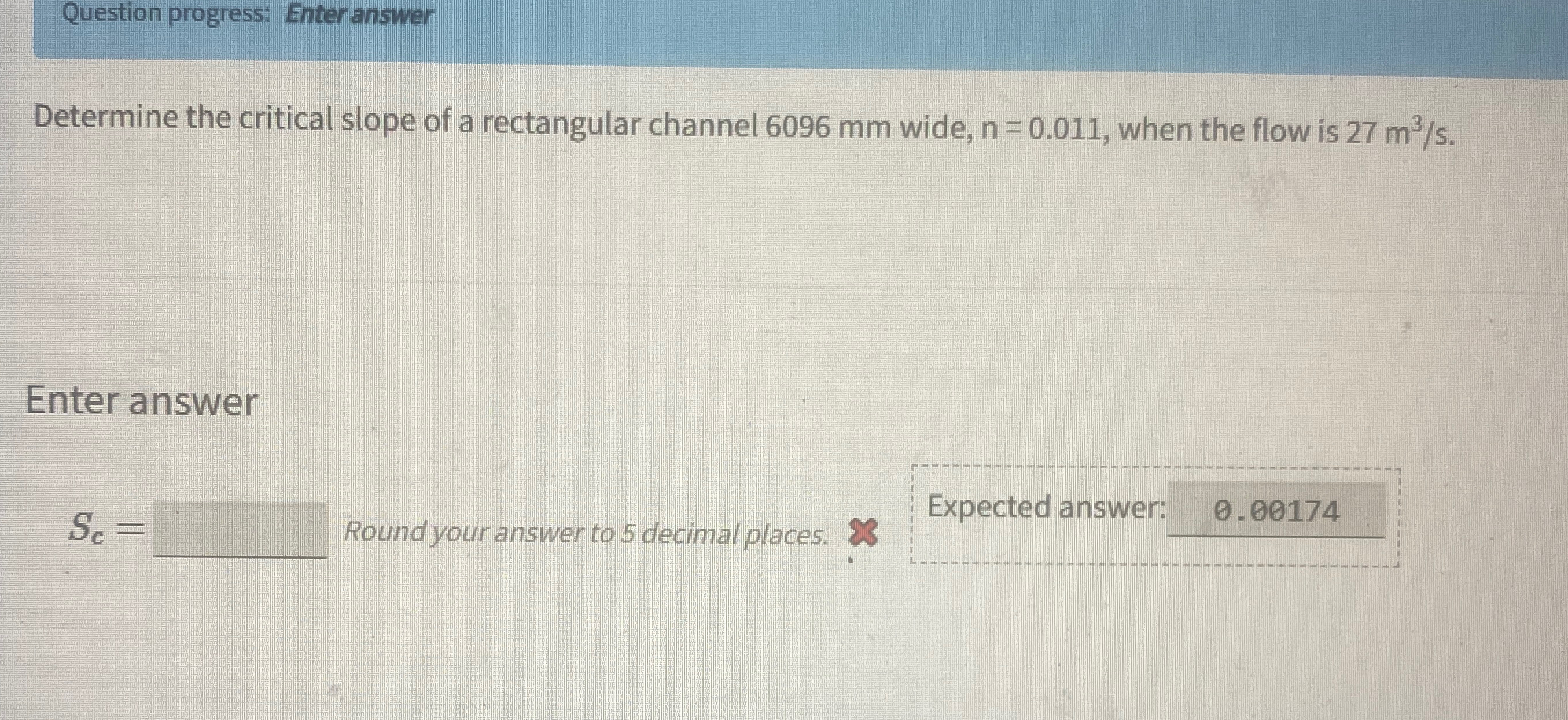 Question progress: Enter answer Determine the