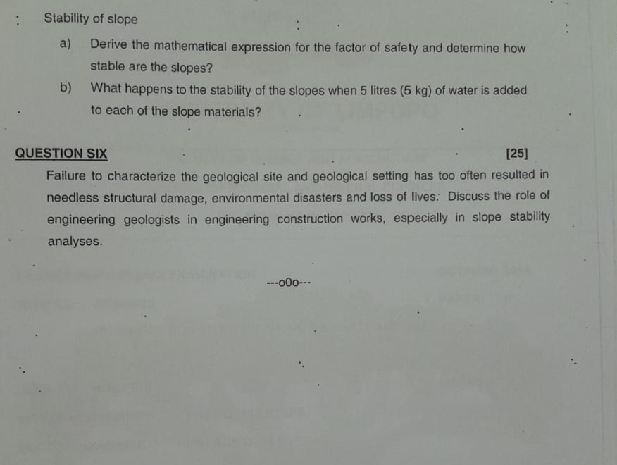 QUESTION FIVE [ 2 5 ] Given that the mass of the